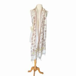 Silk Mark Indian Hand Block Print Paisley Fringe Scarf Shawl Cotton Boho Wrap